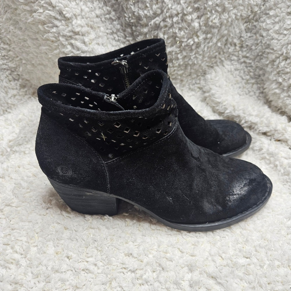 Born‎ Winema Black Suede Leather Ankle Boots sz 10